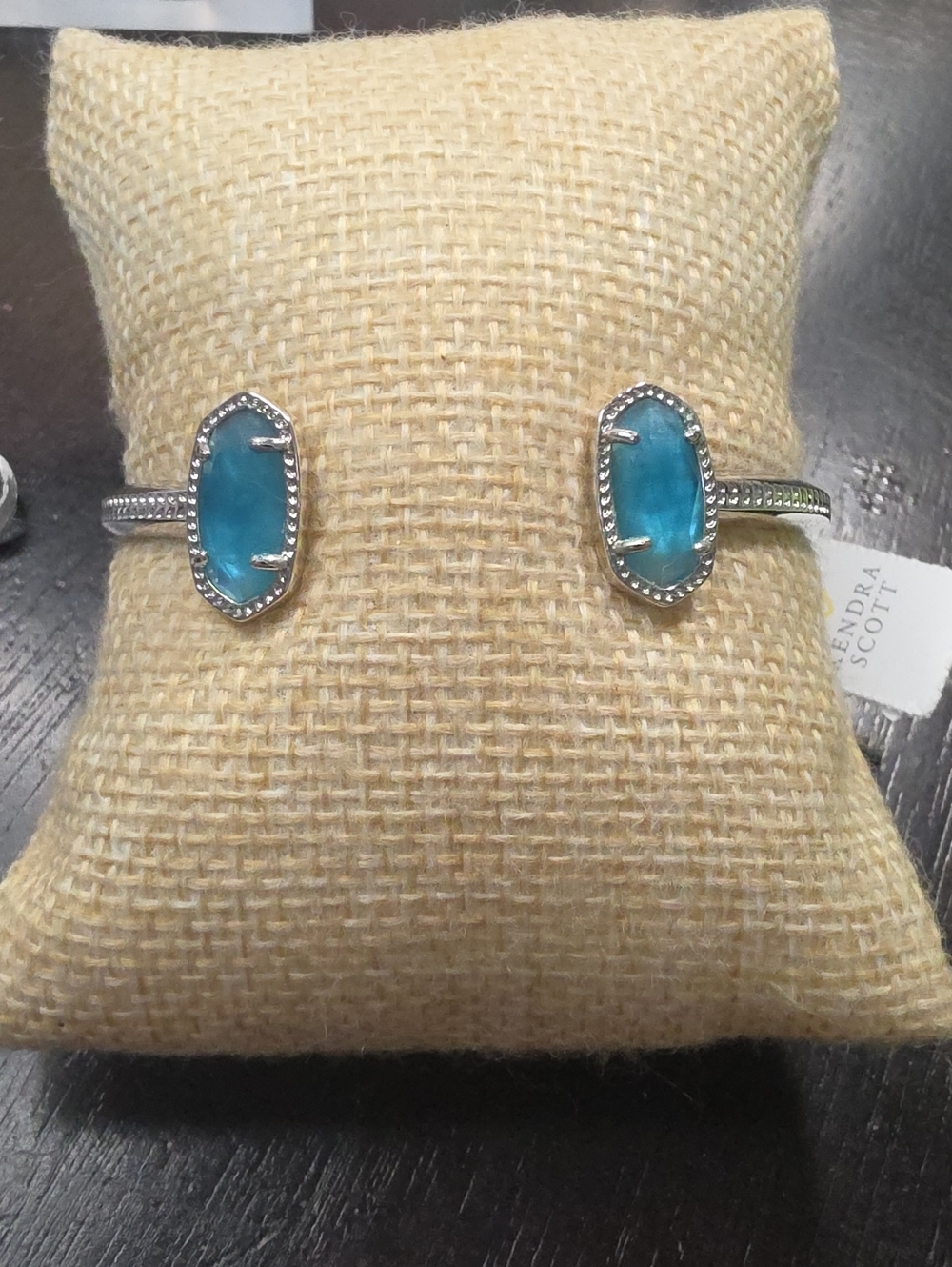Kendra Scott Silver Open Cuff with Turquoise Blue Stones